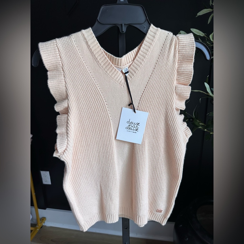 NWT Deux par Deux Ruffle Cap-Sleeve Sweater big girls Size 12 Vest